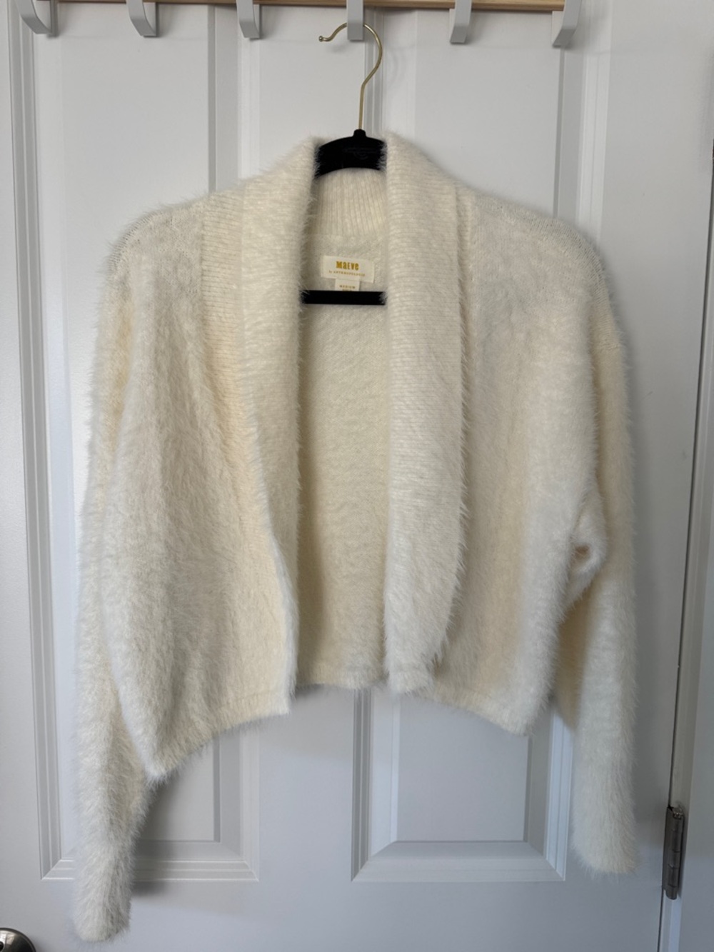 Maeve Ivory Plush Open-Front Cardigan